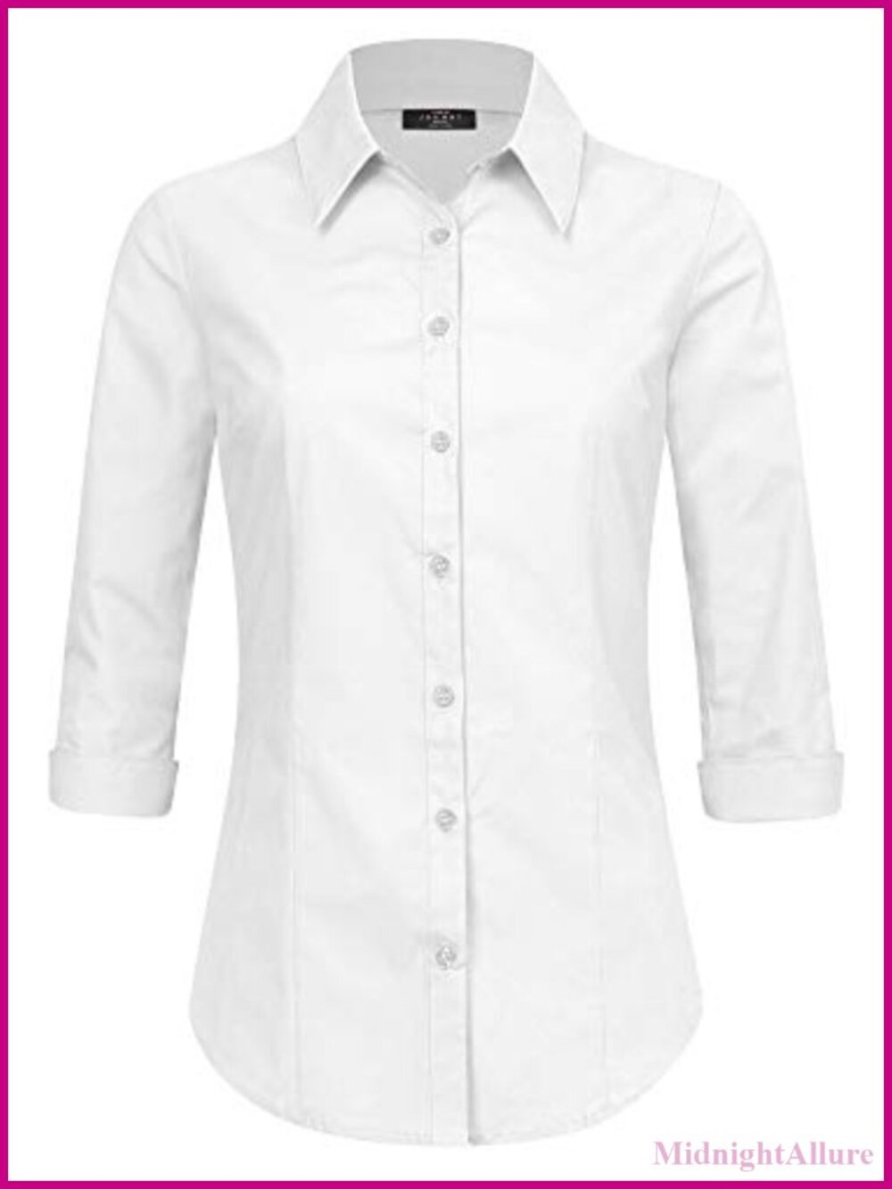 Women's 3/4 Sleeve Button Down Tailored Blouse
